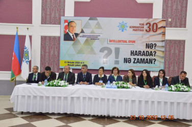 23 oktyabr 2022-ci il tarixdə Yeni Azərbaycan Partiyasının (YAP) təsis edilməsinin 30 illiyinə həsr olunmuş “Nə? Harada? Nə zaman?” intellektual oyununa start verilib.