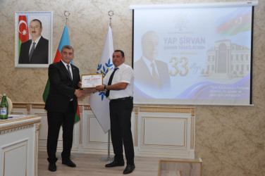 Yeni Azərbaycan Partiyası Şirvan şəhər təşkilatının təsis olunmasının 33 illiyinə həsr olunmuş tədbir keçirilib.