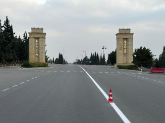 Şirvan şəhərində yol nişanlanma işlərinə başlanılıb.